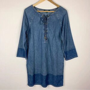 Lauren Ralph Lauren Lace Up Denim Shirt Dress